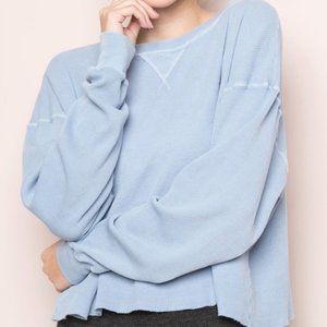 Brandy Melville Blue Thermal Cropped Sweater
